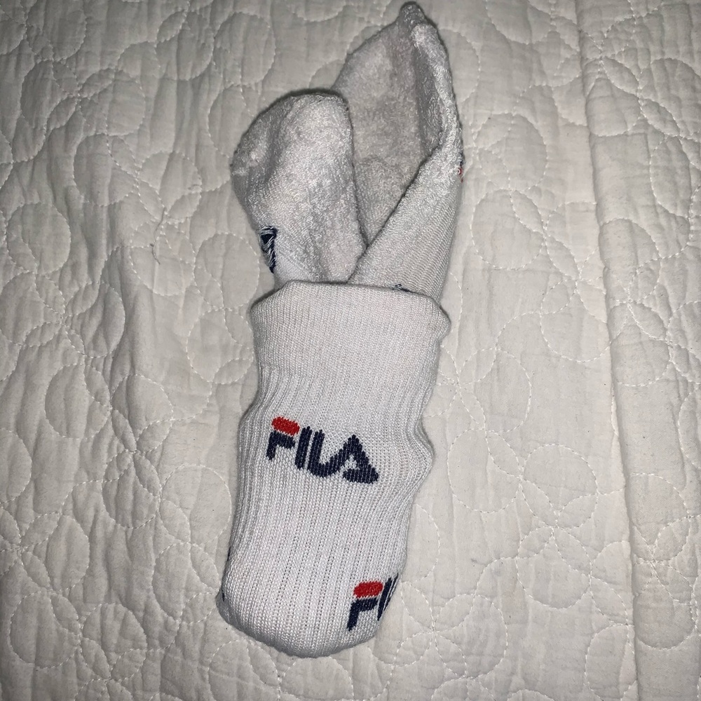 navy blue and white fila socks